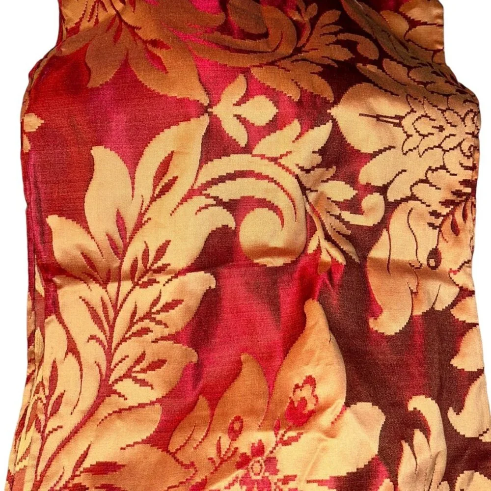 red gold HOLIDAY beaded trim shawl scarf table runner Christmas 12 x 48